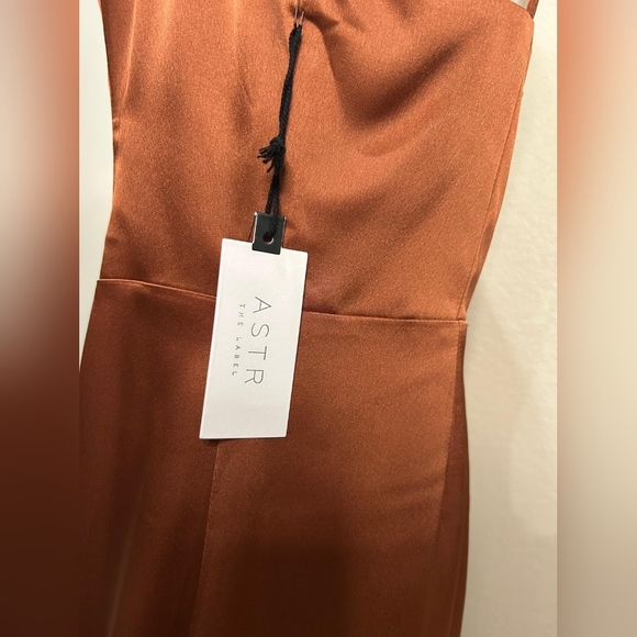 ASTR Long Copper Satin Dress - Picture 9 of 12